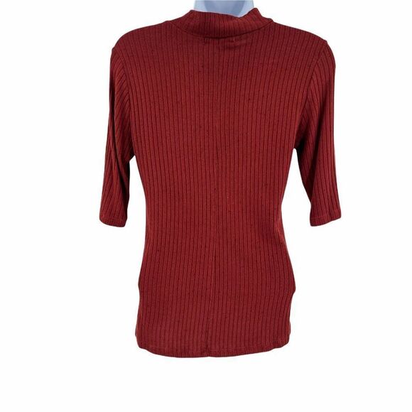 Living Doll Red Mock Neck Ribbed Knit Top L - Picture 2 of 7